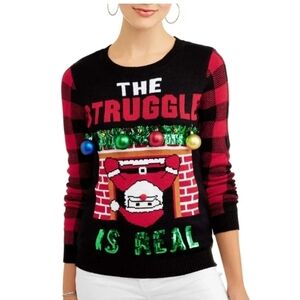 No Boundaries Black and Red Holiday Sweater